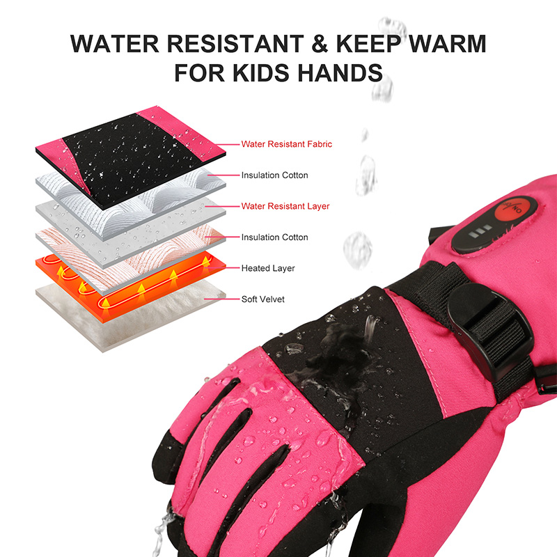 2026 Heated Gloves Kids Childr - Ski Glove Waterproof 评论和价格