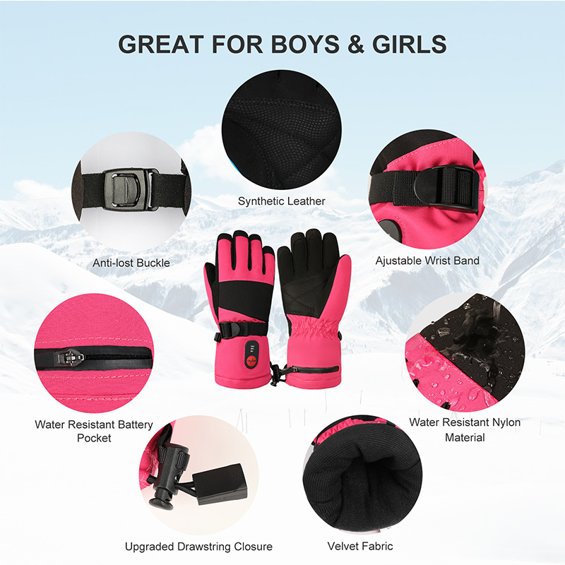 2026 Heated Gloves Kids Childr - Ski Glove Waterproof 评论和价格