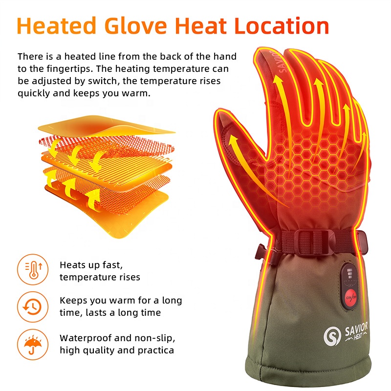 Green 7.4V 3000mAh Outdoor War - Ski Glove Waterproof 评论和价格