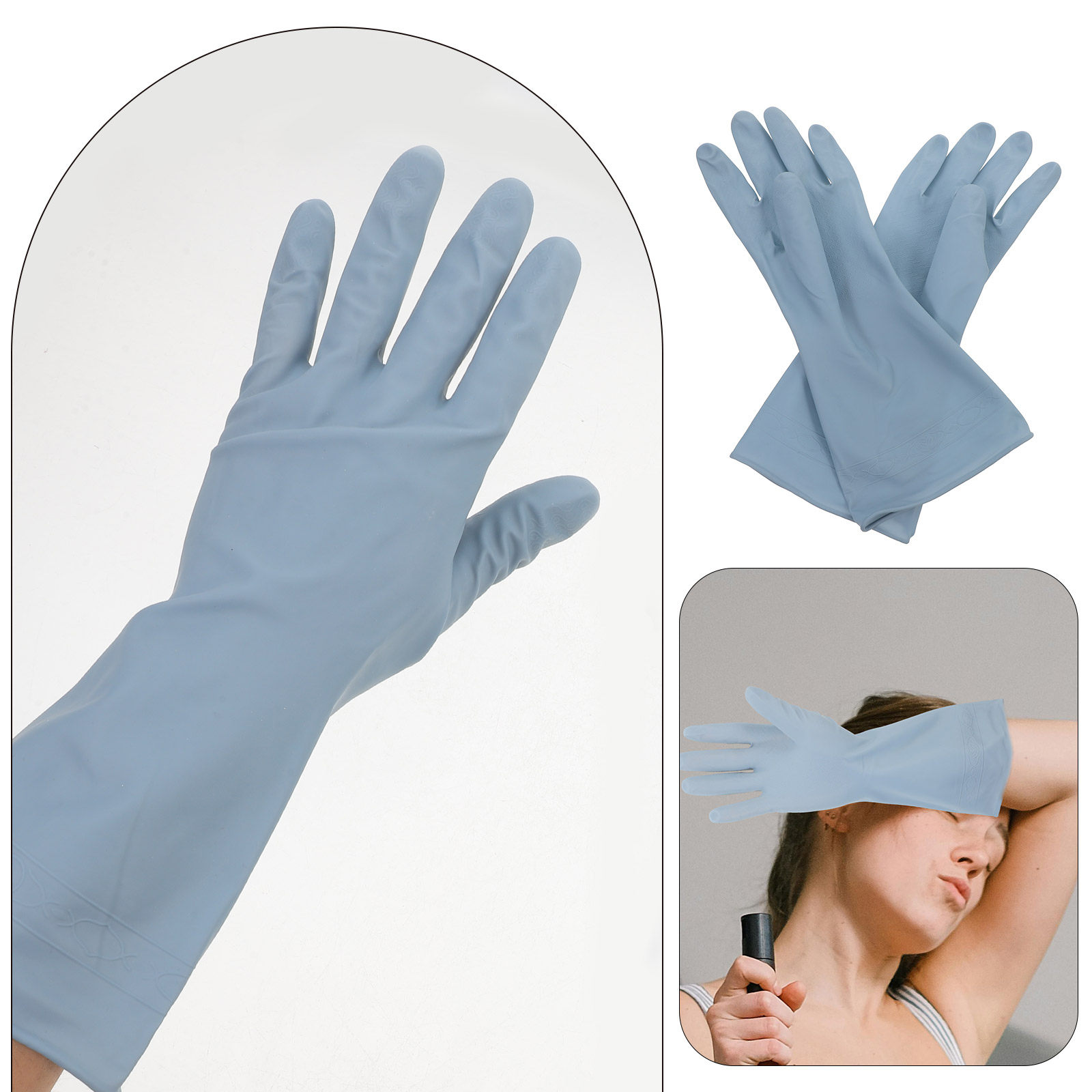 3Pairs Long Dishwashing Gloves - Dish Glove Rubber 评论和价格